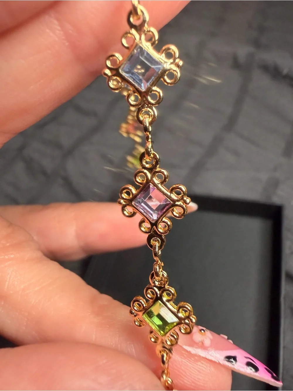 Gold Filled Multicolor Baguette CZ Bracelet | Adjustable
